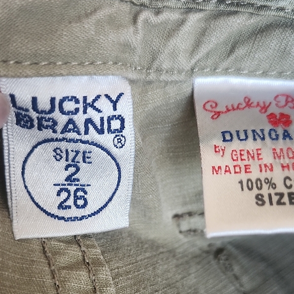 VTG Lucky Brand Dungarees Cargo Capri Pants Size 2 / 26 100% Cotton Y2K Utility - Picture 6 of 7
